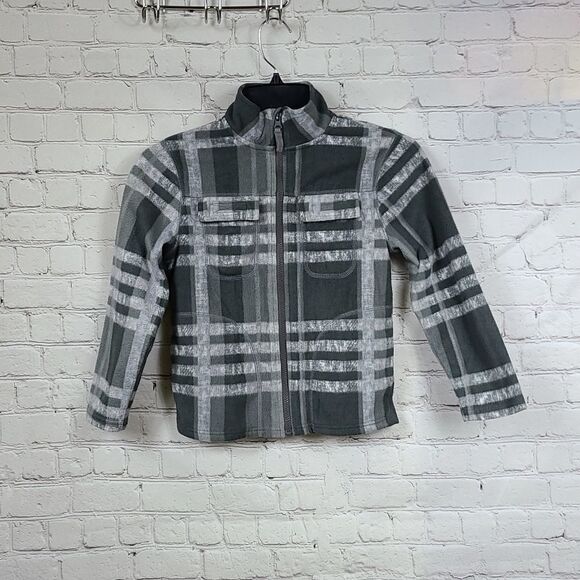 Slalom Youth Boy Small 6/7 Gray Plaid Fleece Zip Winter Baselayer Sweatshirt - Picture 8 of 9